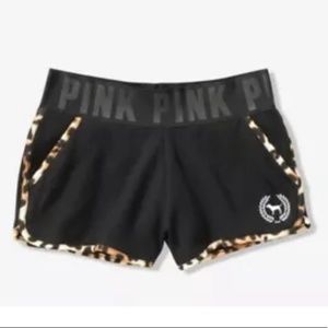VS PINK leopard Cheetah Leopard trim varsity shorts